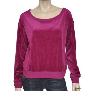 JUICY COUTURE Boat Neck Velour Pullover Sweater Top Magenta S/M Nwt $98